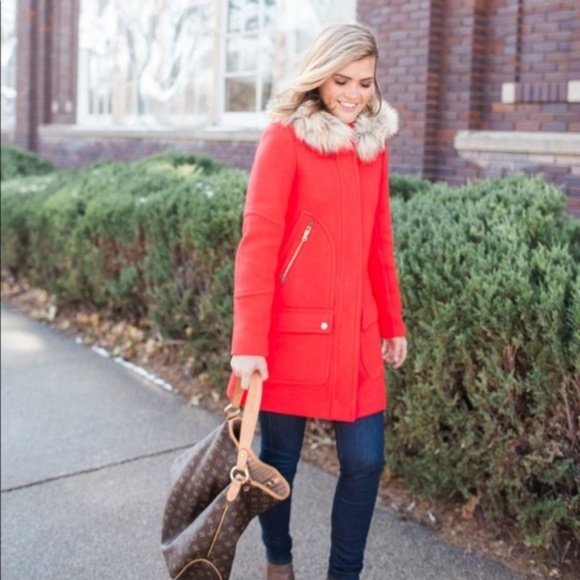 J. Crew Jackets & Blazers - J. Crew Chateau Parka Coat Size 14 Red Wool Coat